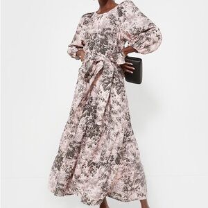 Floral Pink and Gray Maxi Dress